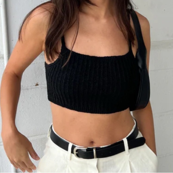 OAK + FORT Cropped Sweater Tank Black M - Picture 1 of 5